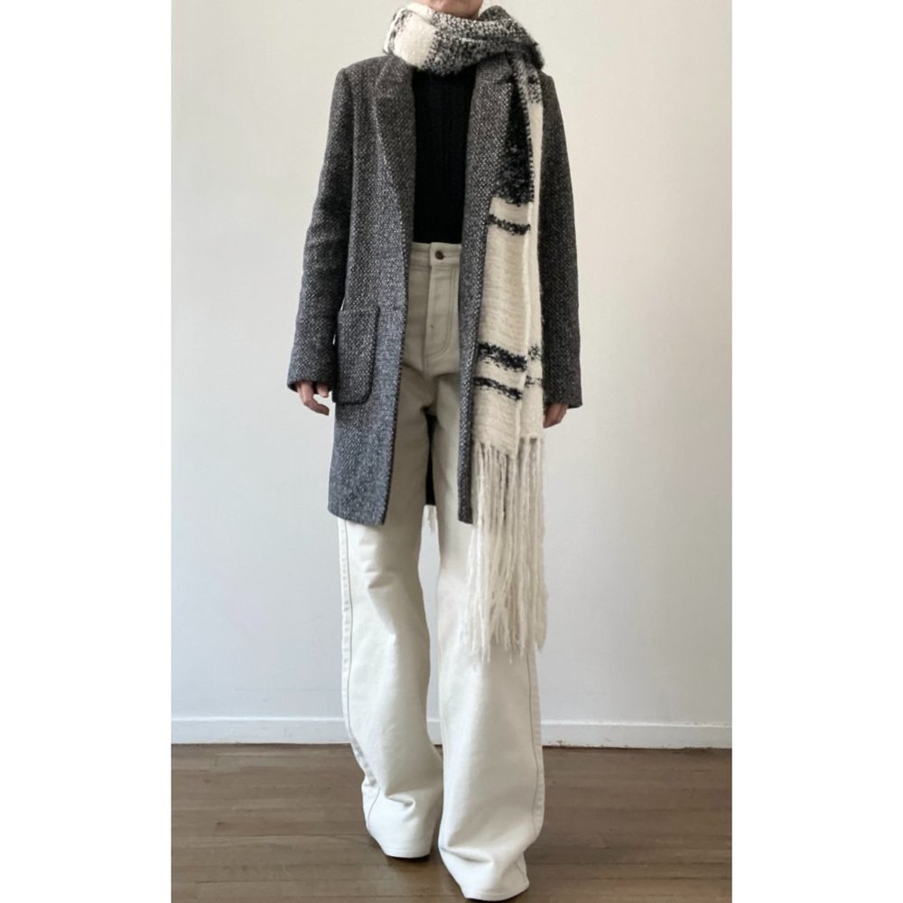 BARNEYS NEW YORK WOMEN'S TWEED COAT - CHARCOAL SIZE XS